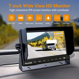 VECLESUS Backup Camera dash camera rearview camera1080P HD DVR Recording Wired 4-Video with 7” IPS Car Monitor backup camera for Trucks, RVs, Trailers, Buses, Large Vehicles VMQD