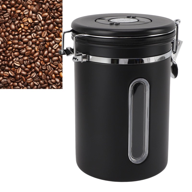 Coffee Canister 1800ml 304 Stainless Steel Window Design One Way