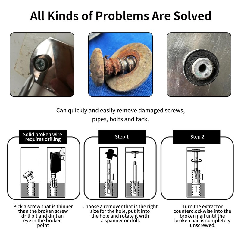 6 x Damaged Screw Extractor Sets, Easy Out Broken Bolt
