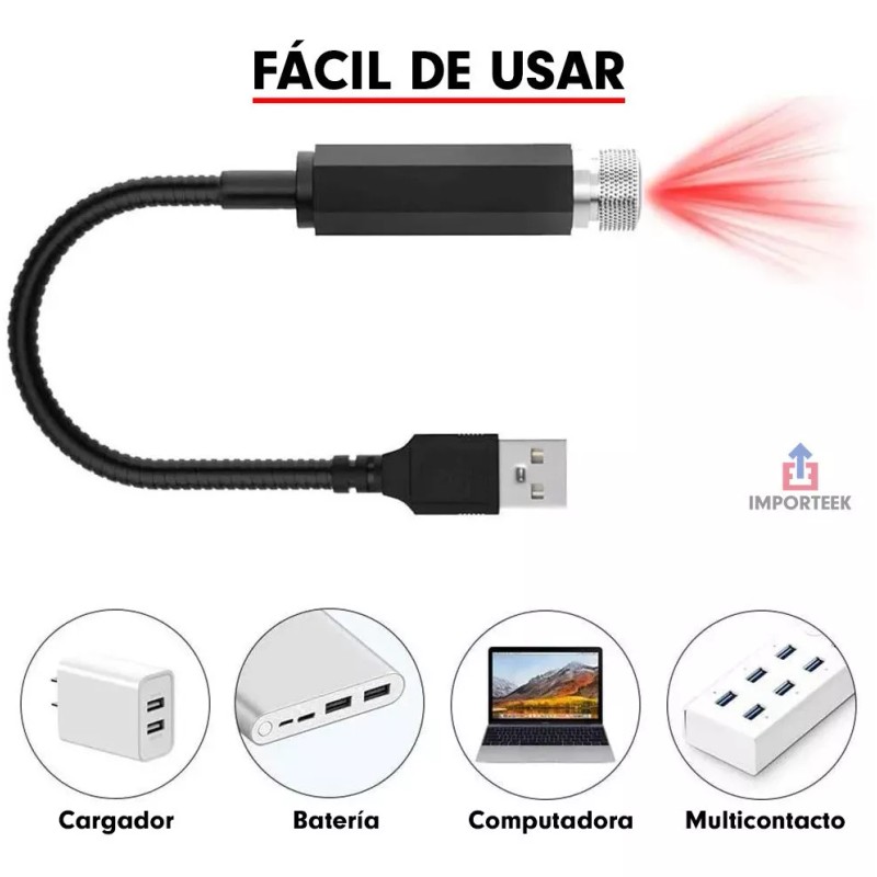 Importeek Mini Lampara Proyector Usb Luz Led Flexible Portatil Noche