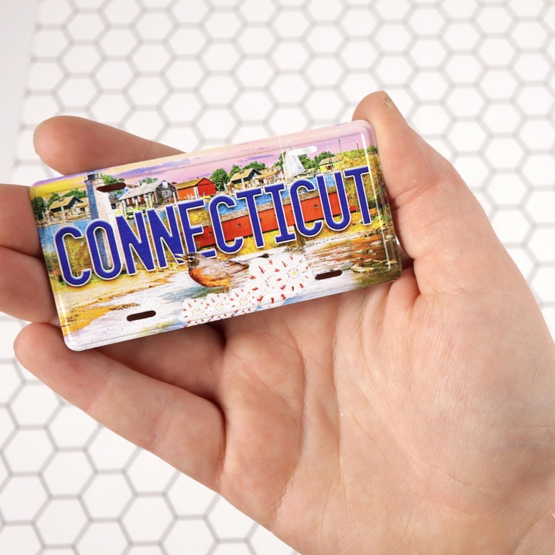 Connecticut License Plate Magnet, Collectible Keepsake Souvenir, 3.4 x 1.75