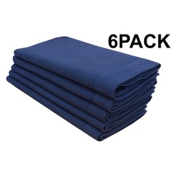 Linen Clubs GFI 100% Cotton slub hemstitch Napkin 18x18,Set of 6 (Navy, 18"x18")