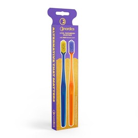 Nordics Adults Premium Soft Toothbrushes, 6580 Ultra-Fine Filaments - Super Soft Silk Brush, Dual Pack for Sensitive Teeth & Gums, Gentle & Effective Oral Care