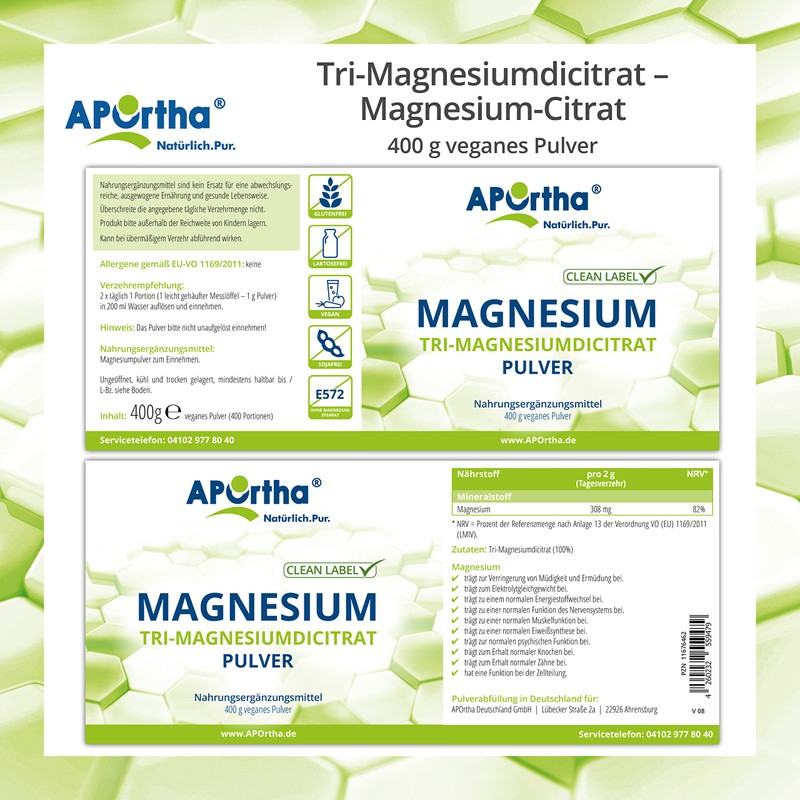 Aportha Magnesium Citrate – Trimagnes Vegan Powder Iumdi Citrate –