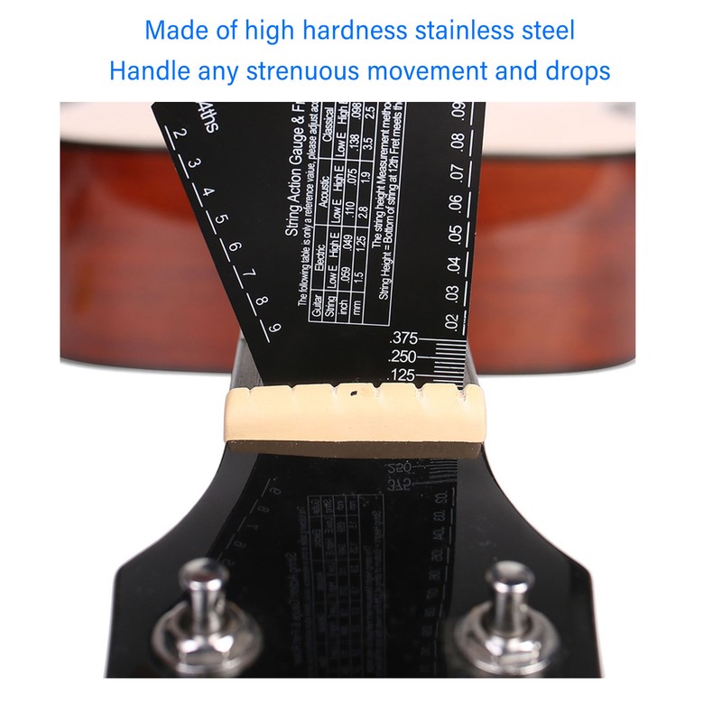 Guitar String Action Gauge Ruler Tool Stainless Steel Electric Guitar