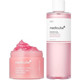 medicube Pink Glow Home Care Duo: PDRN Pink Peptide Toner and Collagen Jelly Cream (110ml)