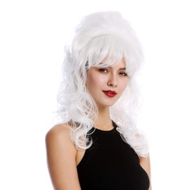 WIG ME UP - GFW2418-1001 Women's Wig Baroque 60s Retro Giant Beehive Updo Bun Curly Long Pony White