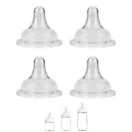 Silicone Nipple for Gulicola Natural Glass Bottle, Medium Flow Nipple Level 2, 3 m+, 4 Count