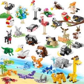 TIMCHESS 40 Packs Animal Building Blocks Party Favors - 1240pcs Mini Animals Building Blocks Sets Ocean, Wildlife, Bird & Pet Paradise for Kids Classroom Prizes Stocking Stuffers Birthday Goodie Bags
