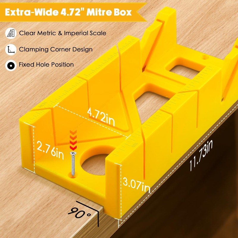 Konvixon 4PCS Miter Box and Saw Set, 12 × 4.72-Inch