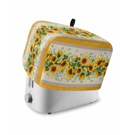 Summer Sunflowers 2 Slice Toaster Cover Rustic Floral Green Leaves Vintage Yellow Style Toaster Dust Cover Fingerprint Protection Bread Machine Kitchen Appliance Protector