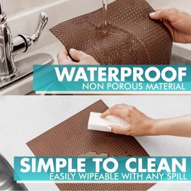 Drawer and Shelf Liner - TRULY NON-SLIP, THICK, WATERPROOF - Reusable Durable Kitchen Cabinet Liner - Non Adhesive Drawer Liner Roll Washable Fridge Rubber Shelf Liner for Pantry (Brown, 12"W x 360"L)