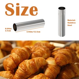 6 Pcs Non-stick Cream Horn Molds Stainless Steel, 4.92 inch Large Size Cannoli Tubes Kit Baking Cones Pastry Roll Horn Croissant Mold for Christmas Anniversary and Daily Use