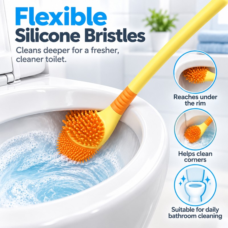 Silicone Toilet Brush for Deep Cleaning – Flexible Corner-Cleaning Brush
