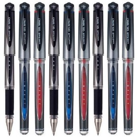 Uni TS-140143 Signo UM-153S Gel Impact Rollerball Pen, 0.6mm Line Width, 1.0mm Tip Width, (3 Of Each Colour - Black Blue Red - 9 Pens)