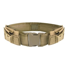 DONGKER Tactical Belt, Adjustable Combat Belt, Tactical Waist Belt with 2 Removable Magazine Pockets for Outdoor Activities