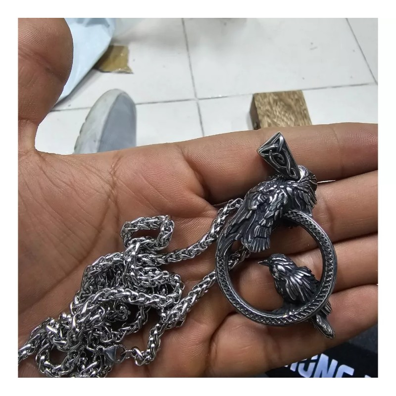 Jextech Collar Mitologia Nordica Odin Vikingos Cuervos Caja Madera