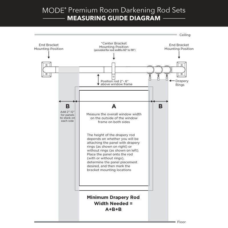 MODE Room Darkening Collection 1” Diameter Blackout Curtain Rod Set