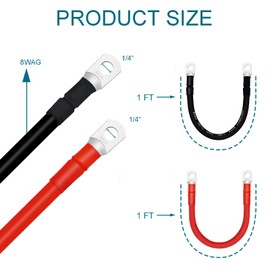 QIATOL Battery Cable, 8 AWG Battery Cables with Terminals, 2PCS Copper Battery Cables.