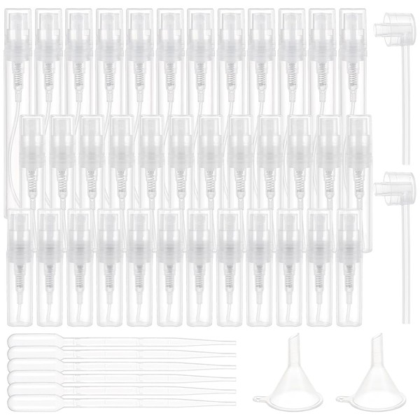 BENECREAT 60pcs 2/3/5ml Plastic Spray Bottles, Mini White Spray Bottles