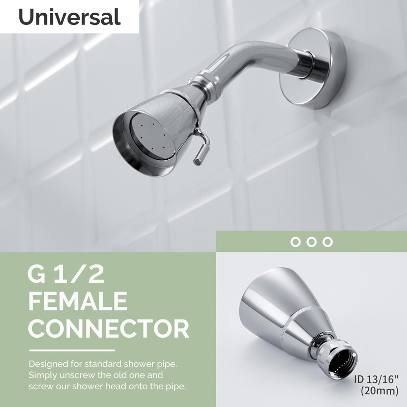 Angle Simple High Flow Shower Head, Brass Swivel Joint Adjustable