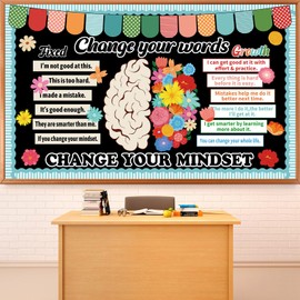 Growth Mindset Bulletin Board Classroom Decoration Flower Themed Change Your Mindset Bulletin Board Set Daisy Brain Cutouts Positive Sayings Posters Decor for Back to School Teacher