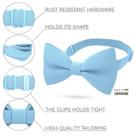 Bow Tie House Kids Bow Ties for Men Boys Baby Toddler Cute Sky Blue Bowtie Expands Our Color Line - Light Deep Natural Blue Bowties and Electric Navy Royal Blue Clip on BowTie shop (Small, Sky Blue)