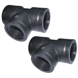AERZETIX - C51498 - Set of 2 - Compression Fitting T Piece 3/4 Inch for Screwing in with Internal Thread for Supply Hose/Irrigation System - T Piece with Thread - Made of Plastic
