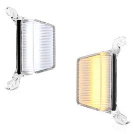 [Switchback White & Amber LED] For Chevy Silverado GMC Sierra 1500 2500HD 3500HD Chrome Towing Mirror Backup Clearance Turn Signal Light Lamp Assembly Housing, Driver & Passenger Side