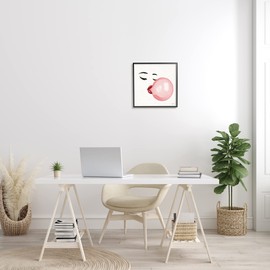 Stupell Industries Glamorous Face Blowing Bubble Gum Bold Lips Wall Art, 17 x 17, Black Framed