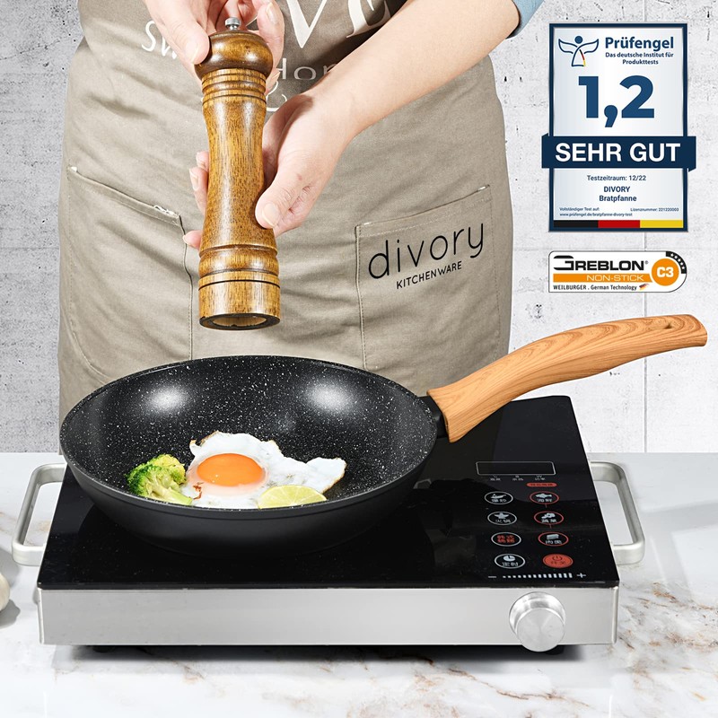 DIVORY Bratpfanne 16cm kein Induktion – Antihaft Beschichtete kleine Universalpfanne