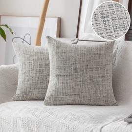 Home Brilliant White and Black Cushion Covers 45 x 45 Set of 2 for Sofa, Plush Accent Chenille Cushion Cover 18x18 for Bed Living Room, (45cm, Cream Mixed Black)