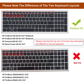 2PCS Keyboard Cover Skin for HP Probook 450 G8 G9 G10 15.6" Notebook, Probook 455 G8 G9 G10, HP Probook 650 G8,HP Zbook Power G8 G9 15.6" Keyboard Skin(NOT fit Probook 450 455 650 G5 G6 G7),Pink+Clear
