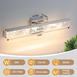 AIJIASI Brushed Nickel Vanity Light for Bathroom - 24 Inch Bathroom Lighting Fixtures Over Mirror 18W 3000K LED Vanity Lights Bar Modern Bathroom Light Wall Mount