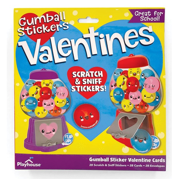 Playhouse Go-Go Gumballs Scratch n' Sniff 28 Card Super Valentine Exchange Pack for Kids