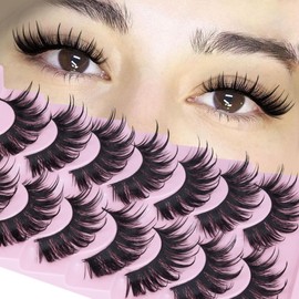 Lashes Manga False Eyelashes Fairy Lashes Anime Eyelashes 18mm Strip Fake Lashes Spiky Wet Look Cat Eye Lashes Wispy Manhua 7 Pairs Fake Lashes Pack