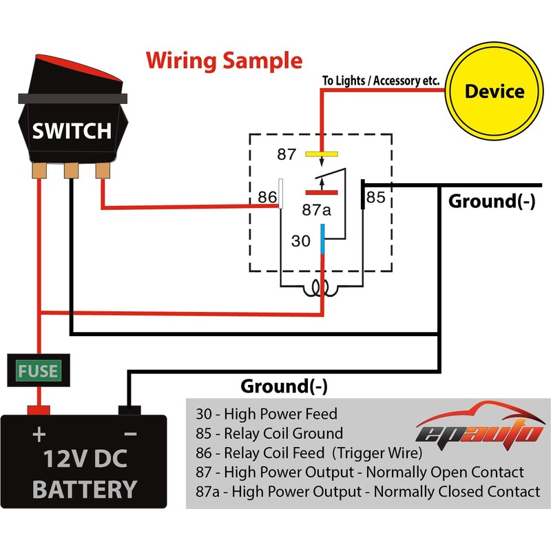 EPAuto 30/40 AMP Relay Harness Spdt 12V Bosch Style -