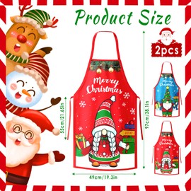 HYran Christmas Apron, Pack of 2 Christmas Gnome Apron, Women's Kitchen Apron, Cooking Apron Men, Funny Christmas Cooking Apron, Christmas Kitchen Aprons for Baking Cooking, Red + Blue