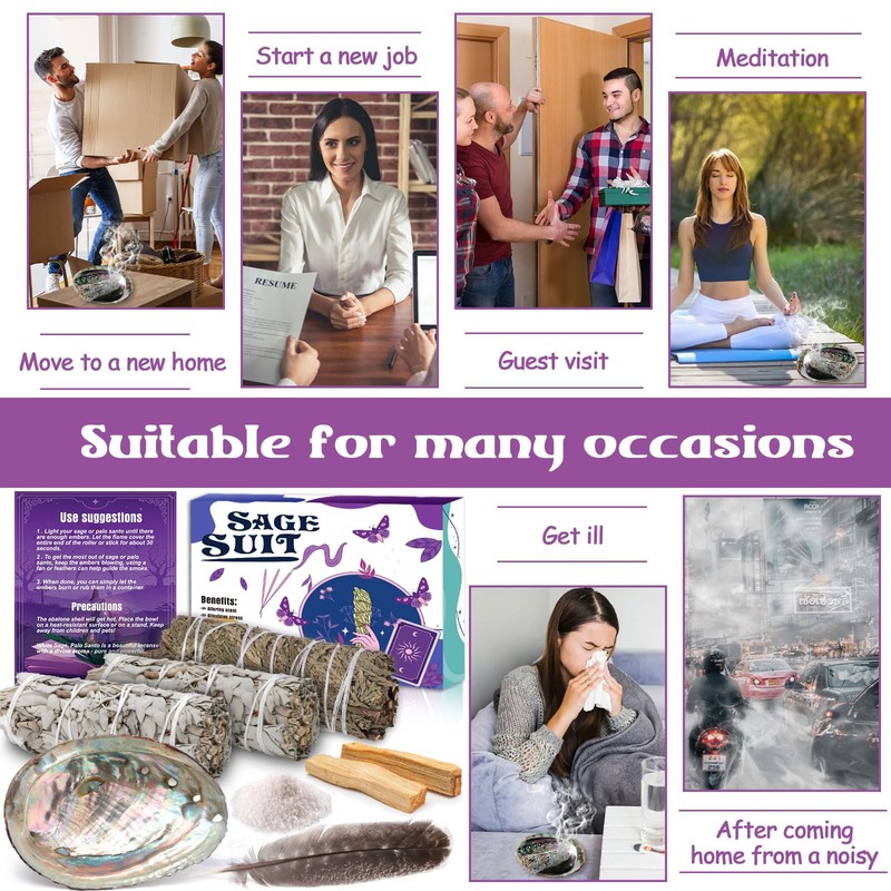 ZHHGOO Sage Smoking Set, Cedar, White Sage for Smoking, 2