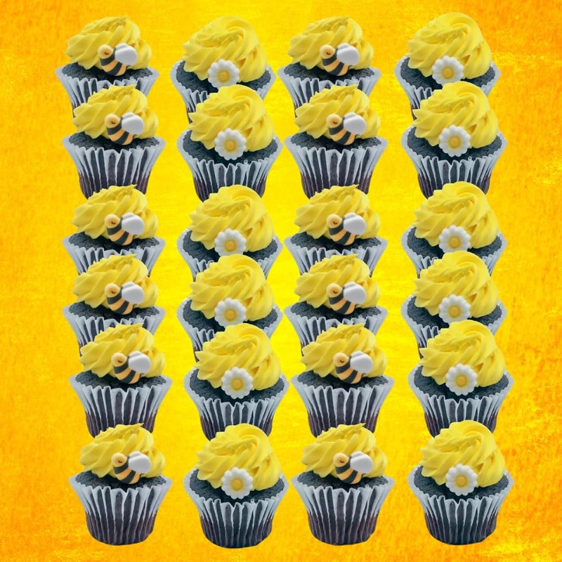 Edible Daisies and Bees Elegant White Wedding/Special Occasion Cake/Cupcake Decoration