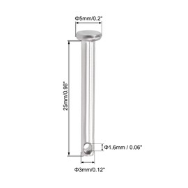 sourcing map Fork Bolts Single Hole Flat Head 304 Stainless Steel Link Hinge Pin 3 mm x 25 mm Pack of 4