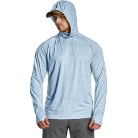 CQR Men's UPF50+ Sun Protection Shirts, Quick Dry Long Sleeve Rash Guard, Athletic Running Workout Fishing Cooling Shirts, Protector Hoodie Ocean, X-Large