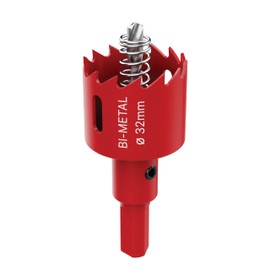 DURI Bi-Metal Hole Saw | 32 mm | with Arbor and Pilot Bit - Smooth Fast Cutting for Wood, Plywood, Plastic, Drywall, Thin Metal Sheets, and More | Ideal for Ceiling Light Installation and DIY Projects