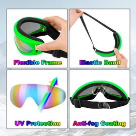 Jostift Pack of 4 Ski Goggles Snowboard Goggles for Men Women Children Ski Snowboard Goggles UV Protection Anti-Fog Ski Goggles Motocross Goggles Helmet Compatible for Men Women Boys Girls