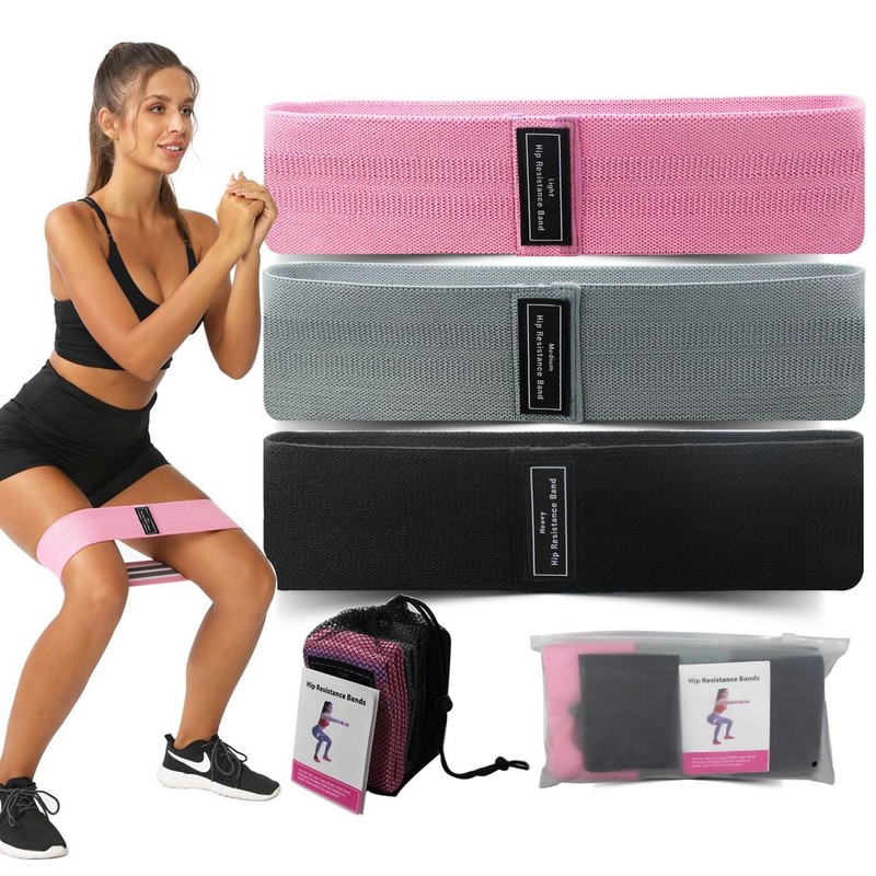 Fabric Resistance Bands, 3 Levels of Resistance, Yoga Starter Sets