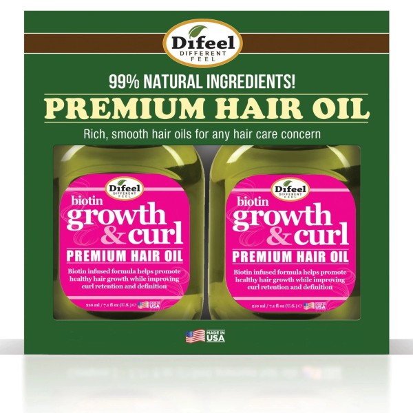 Difeel Biotin Growth & Curl Premium Hair Oil 7.1 oz.
