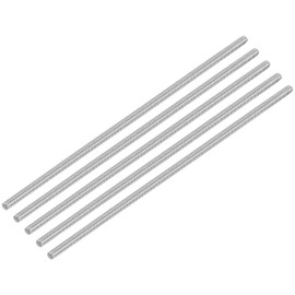 QUARKZMAN Pack of 5 Threaded Rods, M5 x 200 mm, 304 Stainless Steel, Threaded Rod with Metric Full Thread, M5-0.8 Threaded Screw for Furniture and Machine Assembly