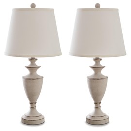 Signature Design by Ashley Dorcher Traditional Table Lamp Set, 2 Count, Antique Gray