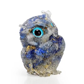 LLLSYBBB 2.4" Blue Owl Decor Healing Crystals Gemstone Energy Sculpture Statue Home Room Office Desk Decoration Hand-Carved Cute Figurines Energy Reiki Gifts for Women Men