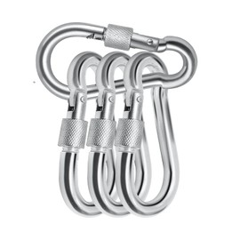Acquwistach Locking Carabiner Clips 4 Pack 4" Stainless Steel Spring Snap Hook Locking Carabiner Heavy Duty - 304 Premium Stainless Steel Thumb Screw Carabiner Clip